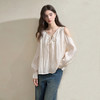 薄雾流光领口绑带蝴蝶结露肩衬衫女秋季法式温柔气质长袖上衣V2851241 商品缩略图0