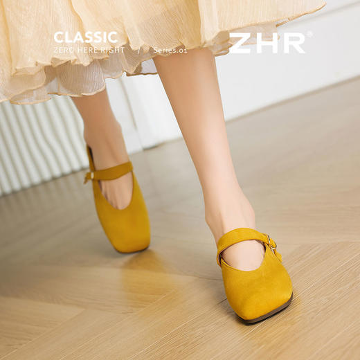 【ZHR则则】穆勒拖鞋绒布套脚小粗跟女鞋 商品图3