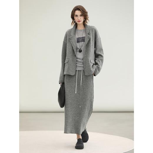 COCOBELLA灰色100%羊毛轻奢西装女25新款通勤毛呢外套SI3105 商品图3