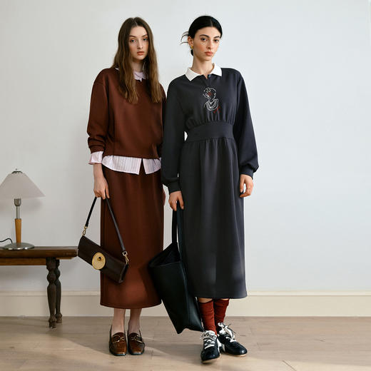 OLrain欧芮儿法式POLO领设计感针织连衣裙2025秋季新款时尚连衣裙 商品图0