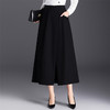QYM 2585-Y时尚A字裙开衩压褶裙中长款高腰半身裙 商品缩略图0