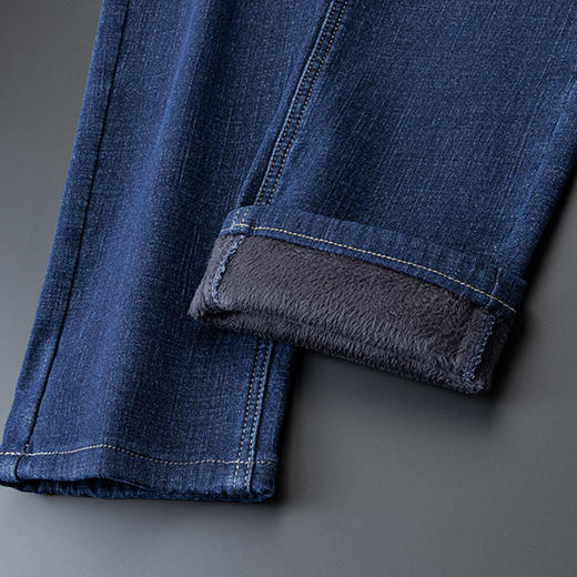 罗蒙男士秋冬加绒牛仔裤抗皱不起球微弹舒适柔软日常百搭休闲直筒牛仔长裤 商品图9