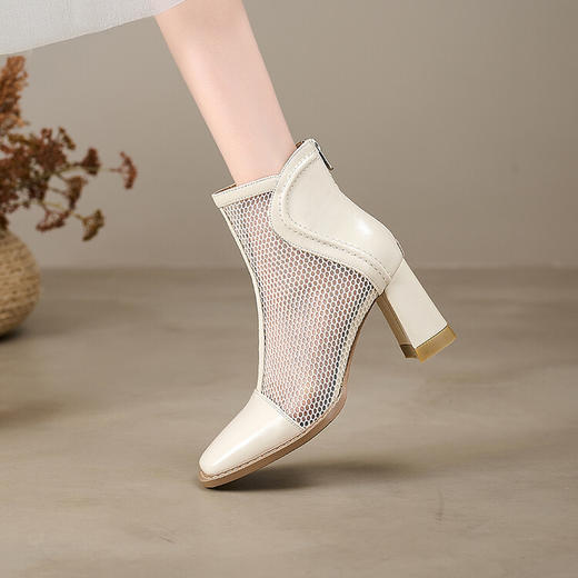 【预售5天】方头马丁靴女夏季网纱中跟短靴春秋单靴透气薄款粗跟凉靴NWS1&N7257 商品图2