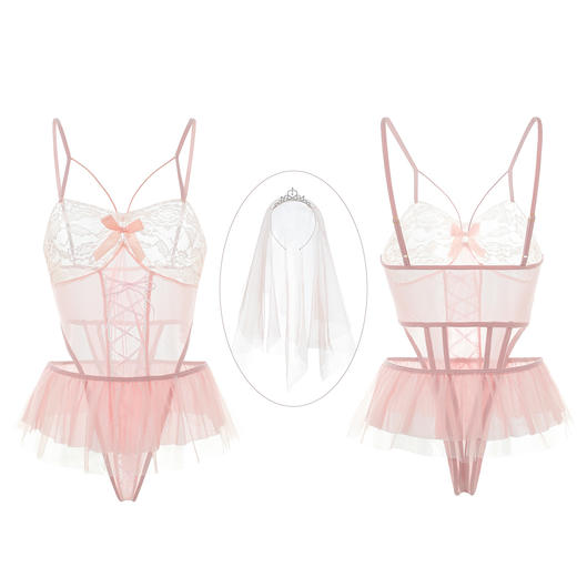 霏慕 蕾丝覆胸纯欲新娘套装6606 婚纱情趣内衣纯欲风新款约会袍性感睡衣 商品图13