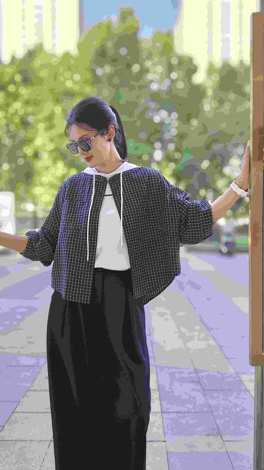 548176时尚经典格纹小衫外套 商品图7