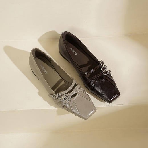 Westory2025年秋季平跟方头芭蕾风单鞋休闲浅口单鞋S25CE76721 商品图0