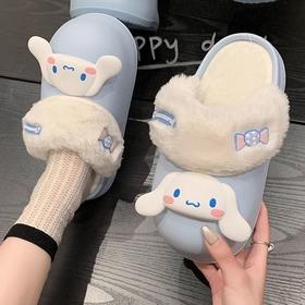 <有书独家>【卡通可爱❗️可拆卸棉拖鞋】鞋底止滑不磨脚/柔软轻盈舒适，可拆卸加绒保暖棉防滑设计，简约秋冬季家居家用，保暖室内外穿厚底棉拖鞋，厚底女士包跟毛毛保暖棉鞋L