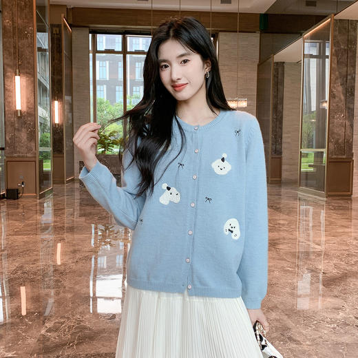 奢姿大码女装2025秋季时尚卡通刺绣针织开衫胖妹妹可爱减龄款上衣9653335183 商品图4