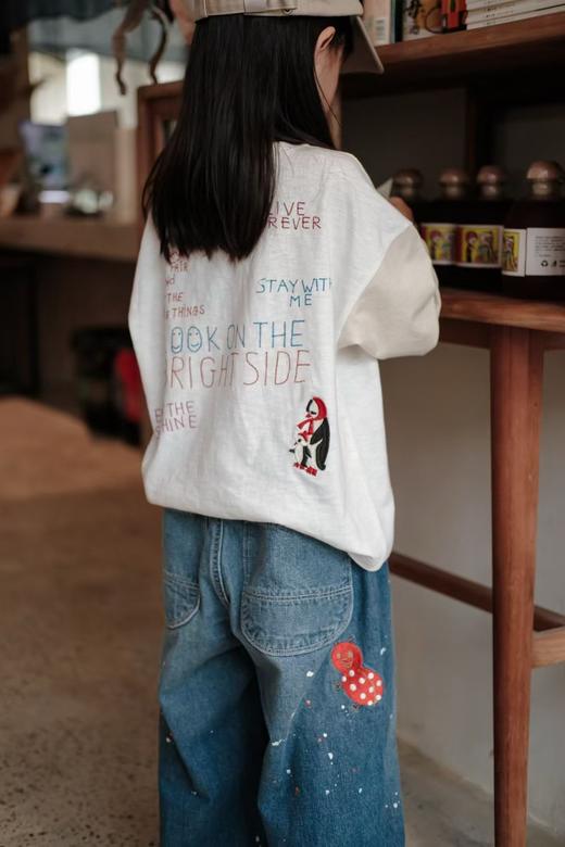 2025AW秋季DD新款日系后背满印字母贴布企鹅刺绣拼色长袖T恤！ 商品图3