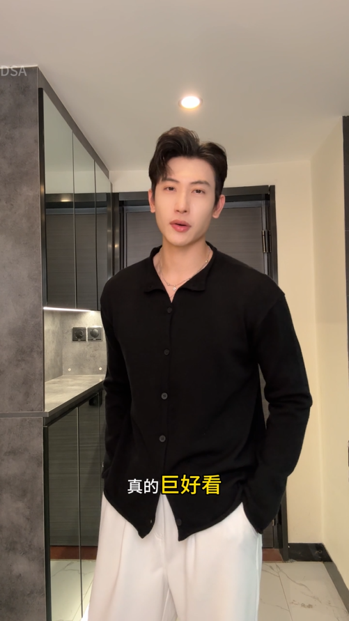 51166SDSA男士毛衣2025新款轻奢痞帅男装纯色慵懒半高领纽扣开衫针织衫