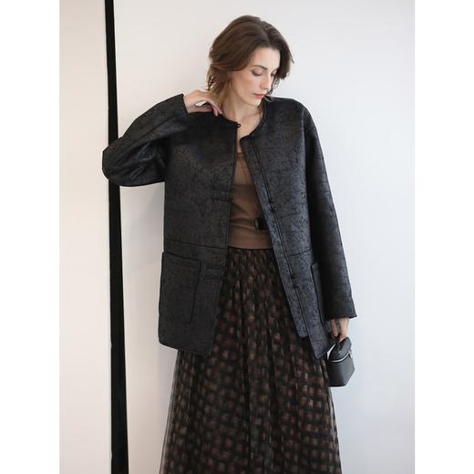 COCOBELLA轻奢爆裂纹PU皮衣外套女25秋新款休闲质感夹克PU3196-2 商品图3