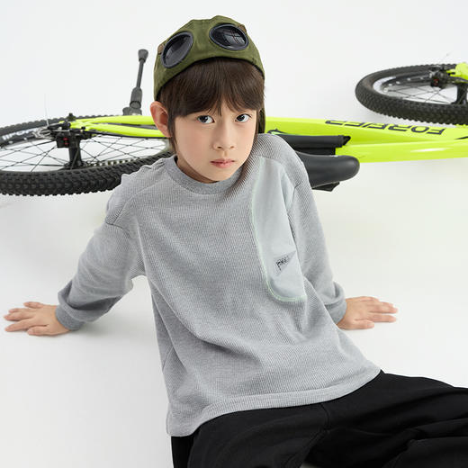 漫画家【糯糯华夫格】日系松弛少年感华夫格训练长袖T 商品图1