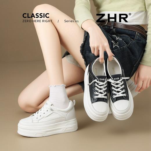 ZHR【6cm】厚底内增高小白鞋春秋新款百搭运动休闲鞋百搭舒适女鞋 商品图0