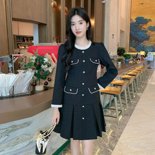 奢姿大码女装2025秋季名媛气质百褶裙子胖妹妹赫本小香风连衣裙9953853583 商品图4