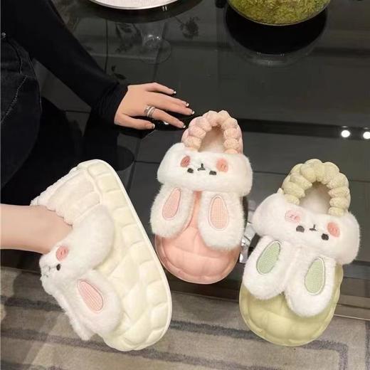 【网红ins风❗️ 可拆洗棉拖鞋】圆润可爱鞋身「蓬松保暖🔥萌萌哒」轻盈防水满满童心，简约秋冬季家居家用，保暖室内外穿厚底棉拖鞋，厚底女士包跟毛毛保暖棉鞋L 商品图0