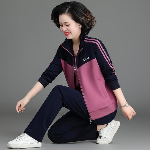 妈妈装休闲运动服套装，外套中年上衣三件套QBD1533 商品图0