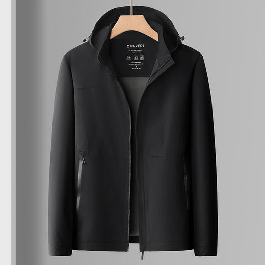 【DKP】大依优型大码外套加绒男士夹克软壳防风防水保暖秋冬新款夹克加肥加大码可脱卸帽抓绒内里宽松胖子休闲外套简约时尚 商品图1