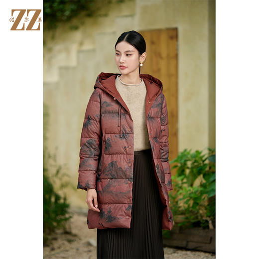 佐尔美冬季新款 国风老钱中长款羽绒服女新年礼M44YY16 商品图3