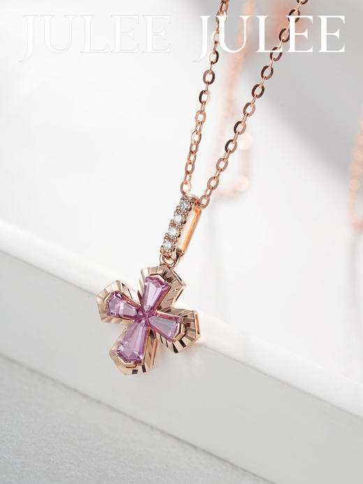 JULEE JULEE茱俪珠宝 18K玫瑰金精切粉蓝宝石吊坠 商品图1