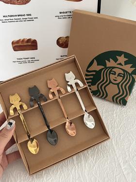 G371星巴克猫咪挂杯勺四件套