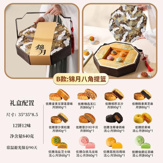【木盒提篮月饼】广式蛋黄莲蓉五仁桃山皮奶黄流心 中秋节送礼品礼盒装 商品图7
