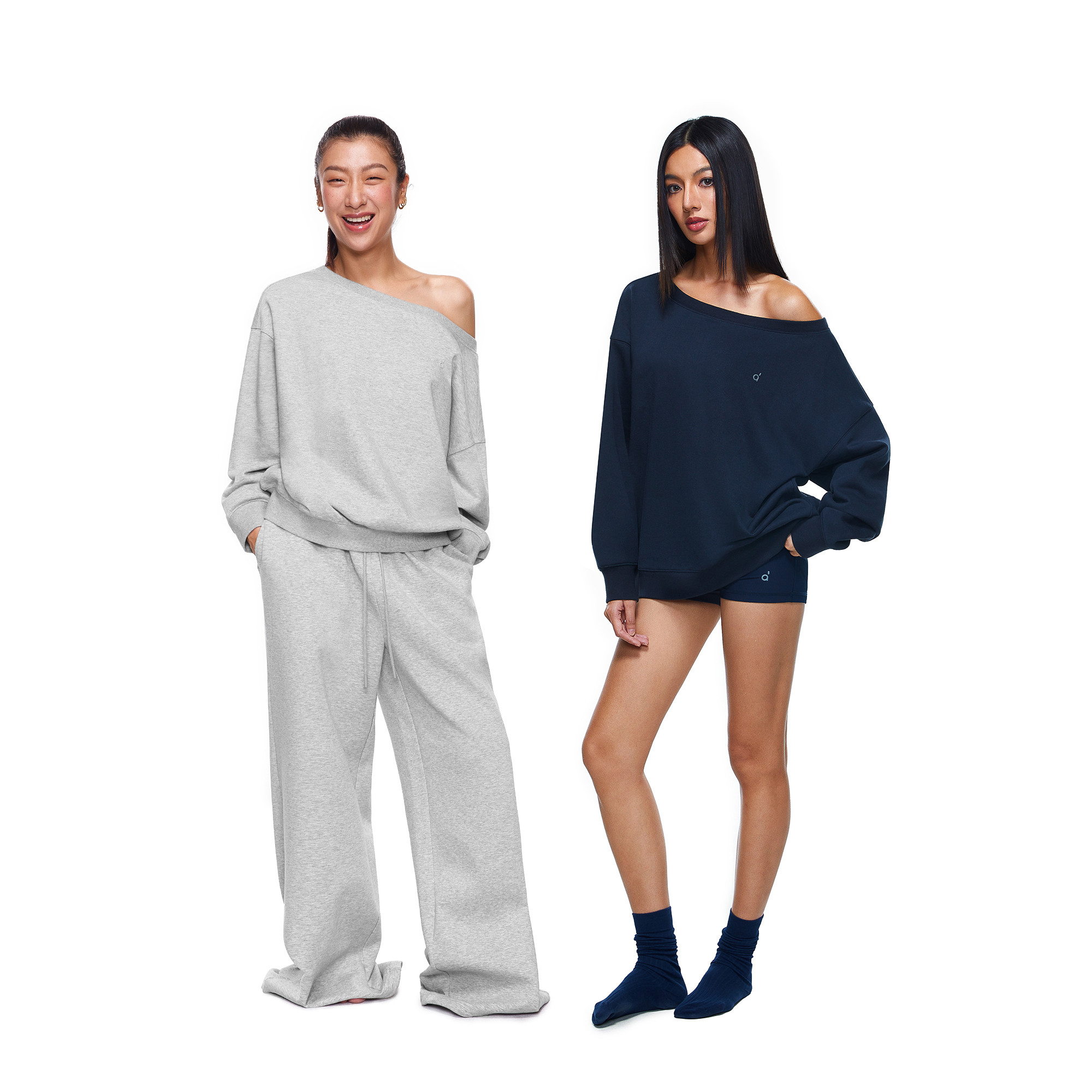 FDR旗舰店 蓄热保暖套头斜肩卫衣女秋季运动显瘦一字肩长袖上衣