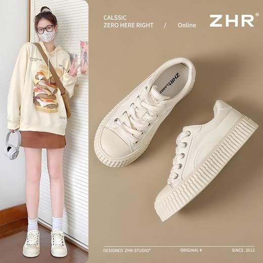 ZHR则则厚底小白鞋女时尚轻便板鞋2025春季爆款ins百搭休闲运动鞋 商品图3