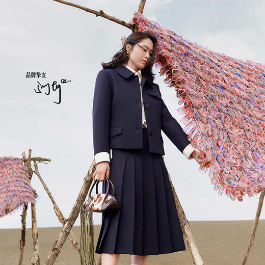 马君妍同款lost in echo早秋新款正肩修身收腰西装外套显瘦半身裙 商品图0