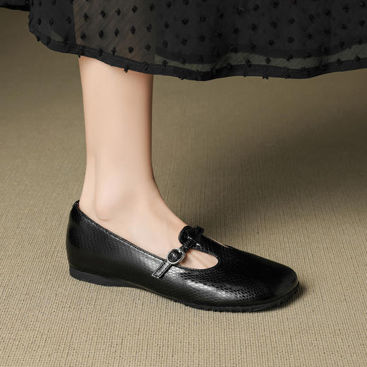 OLD 1312法式真皮小银鞋斜方头气质丁字带玛丽珍鞋浅口个性时装单鞋 商品图1