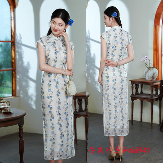 时尚改良年轻少女款，乔其纱连袖旗袍GX-66941 商品图1