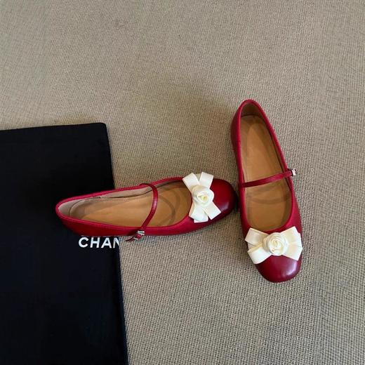 【羊皮山茶花小香风】羊皮玛丽珍单鞋女秋芭蕾风平底鞋芭蕾鞋瓢鞋 商品图1