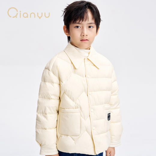 笛莎千与2025冬季新款男女童简约时尚衬衫式翻领轻薄羽绒服 商品图4