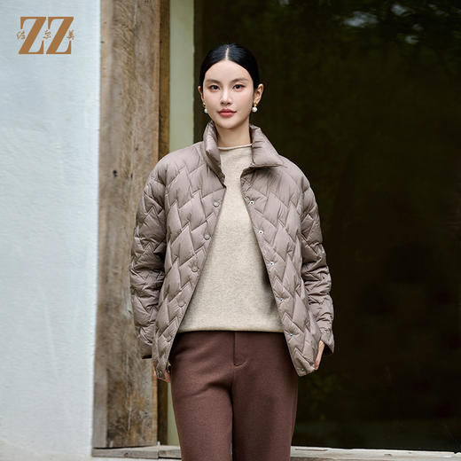 佐尔美冬季新款 气质时尚菱形格羽绒服女新年礼M44YY11 商品图0