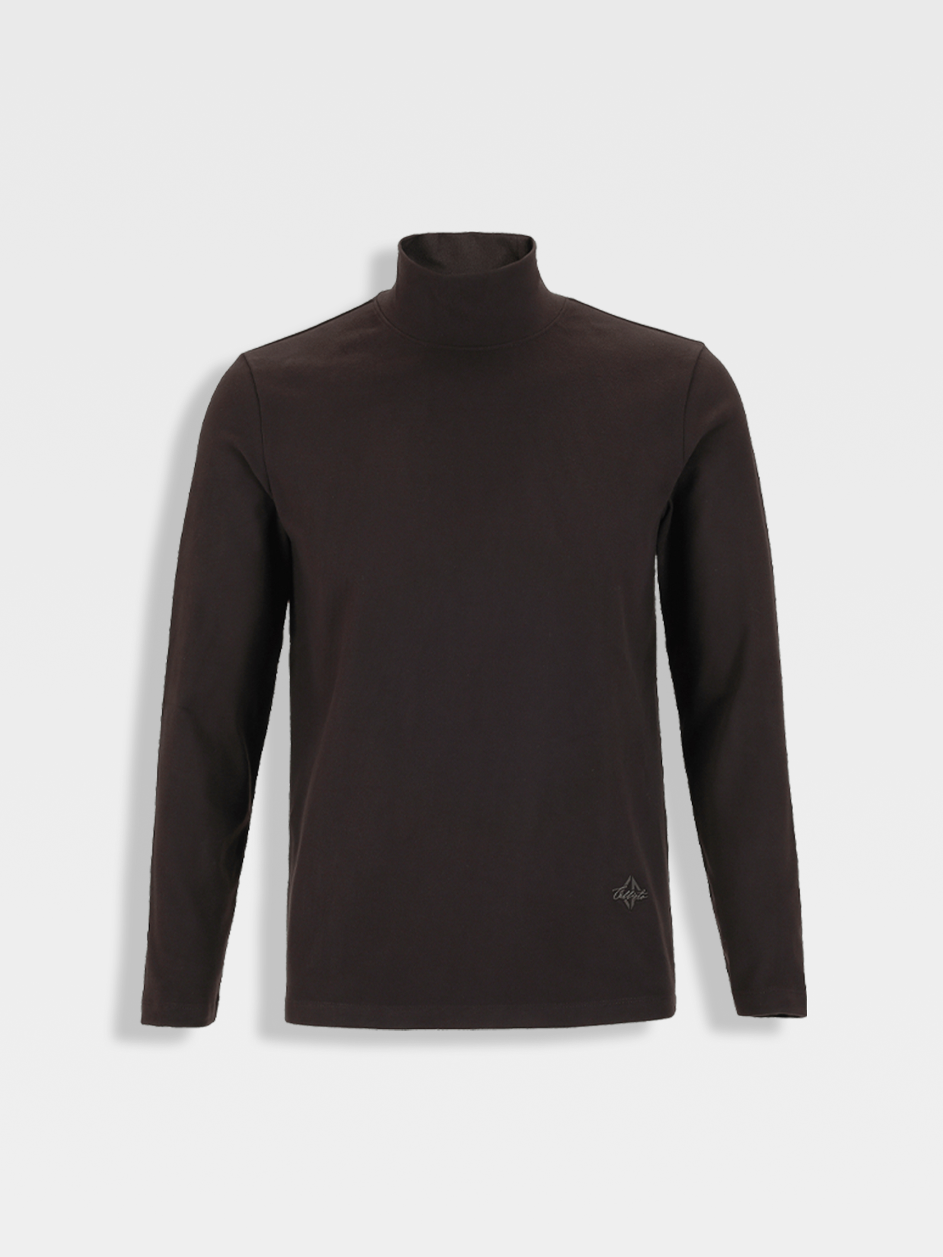 callisto雪茄棕弹力气质半高领T恤