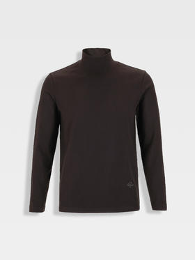 callisto雪茄棕弹力气质半高领T恤