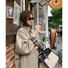 【5-7天发】诺丁山下❗️ 早秋超实用风衣❗️立领设计利落高级，经典A形廓形，恰到好处的中长款长度