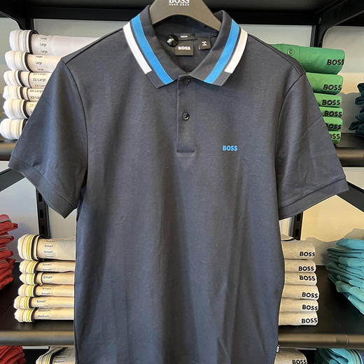 HUGO BOSS/胡戈波士 男士夏季黑标修身撞色纯棉透气短袖POLO衫 商品图1