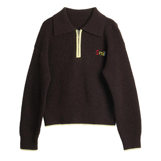 OLrain欧芮儿2025新款女秋季POLO领宽松休闲毛织套头衫宽松上衣 商品图3