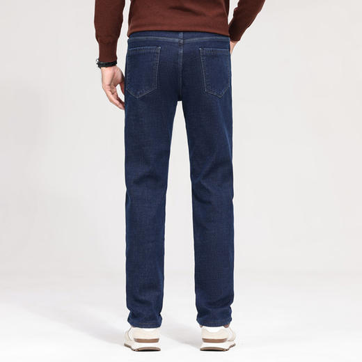 罗蒙男士秋冬加绒牛仔裤抗皱不起球微弹舒适柔软日常百搭休闲直筒牛仔长裤 商品图2