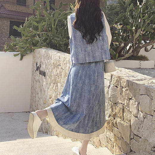 裁缝学苑AQ523新中式牛仔马甲纸样衬衫半身裙女装套装 商品图3