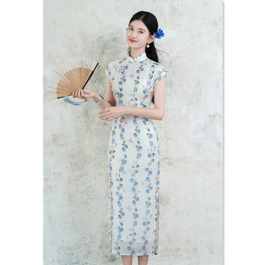 时尚改良年轻少女款，乔其纱连袖旗袍GX-66941 商品图3