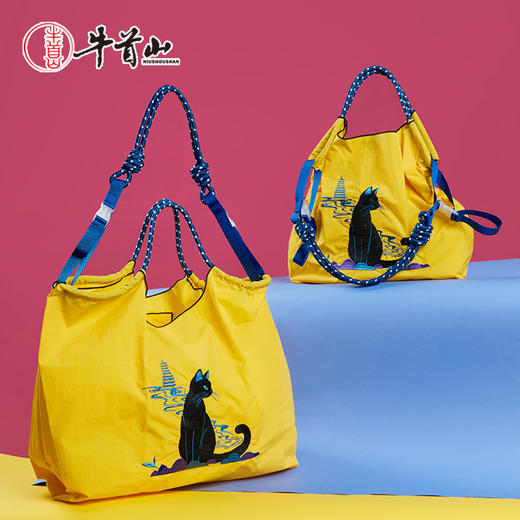 南京牛首山明星同款刺绣尼龙包购物袋单肩包大容量 商品图2