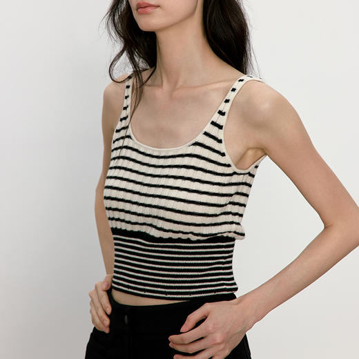 东黎 • 我不被驯化 新序条纹 山羊绒女士秋季打道背心 5371 商品图4