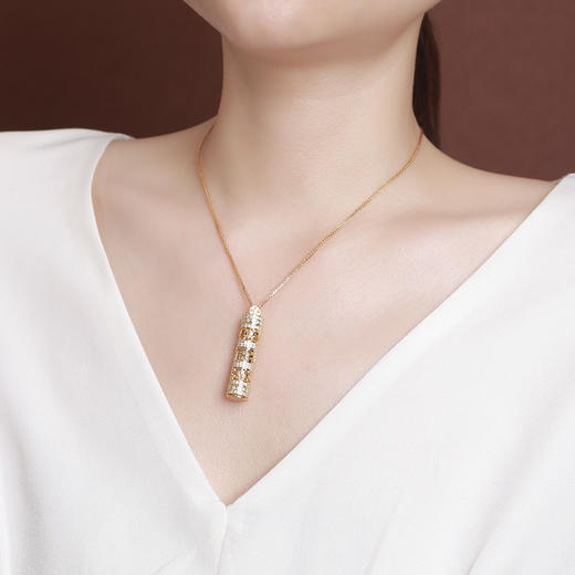 S925纯银镀金金刚杵观音，中式设计感银吊坠套链CW-DZ06801 商品图3