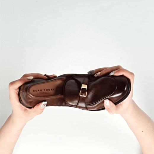BeauToday 花园舞会超软法式乐福鞋女鞋平底真皮单鞋小皮鞋 商品图1