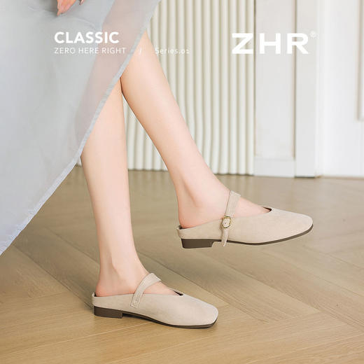 【ZHR则则】穆勒拖鞋绒布套脚小粗跟女鞋 商品图8