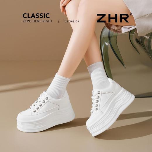 ZHR则则6.5CM增高厚底小白鞋女革面板鞋2025新款小个子休闲运动鞋 商品图9
