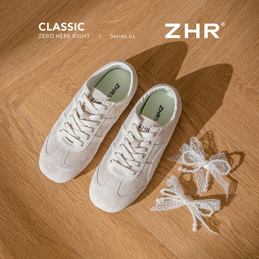 ZHR透气芭蕾德训鞋女夏季穿搭薄款2025网纱珍珠鞋带休闲小白鞋 商品图1