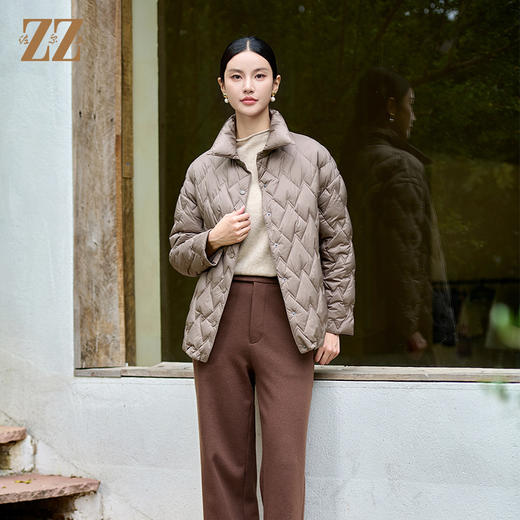 佐尔美冬季新款 气质时尚菱形格羽绒服女新年礼M44YY11 商品图1