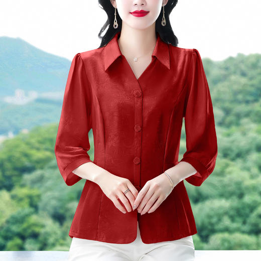 KQL B41N6578中袖时尚舒适衬衫减龄气质小衫上衣 商品图1